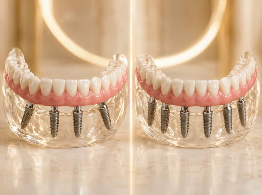 Comparație între proteza fixă All-on-4 și All-on-6 pe implanturi dentare